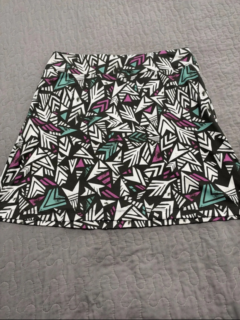 Patagonia Black, White, Teal & Magenta Geometric A-Line Skirt